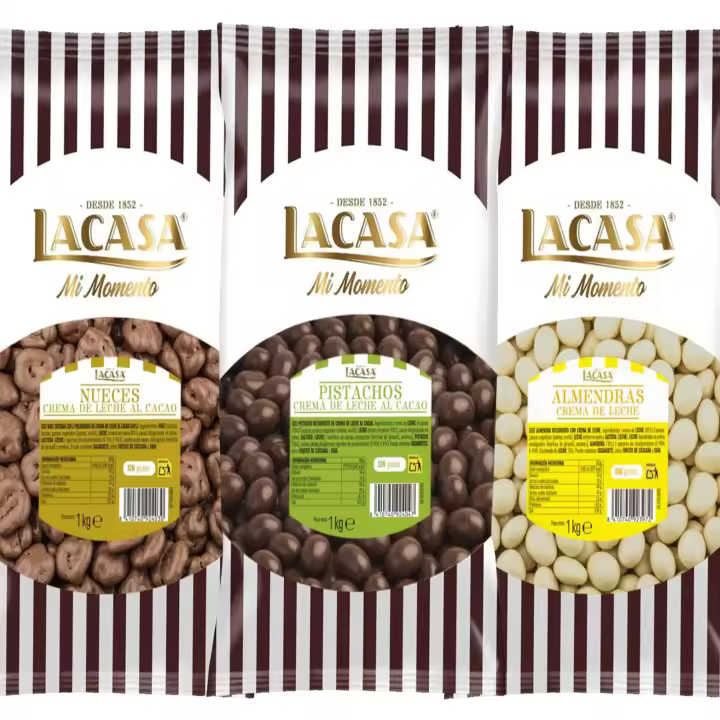 Lacasa Mi Momento pack 3kg bolas:Almendra con chocolate Blanco ,Nuez con chocolate con Leche ,Pistachos con chocolate Leche - 1