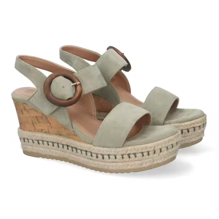 Davinia Shoes Sandalia de Cuña de Yute para Mujer, Comodas y Elegantes, Estilo Veraniego, Hebilla Decorativa y Tiras Cruzadas Shoes&Blues.es LA-716-Verde - 1