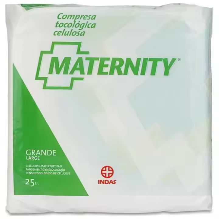 Indas Maternity Compresas Tocológicas Celulosa Grande Anatómica, 25 Unidades - 1