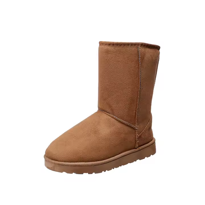 Botas De Nieve De Piel Suave Para Mujer Botas De Media Calf Comfortables Y Calientes Con Suela Gruesa Y Tacón Medio Estilo Casual Y Moda Color Sólido Invierno - 1