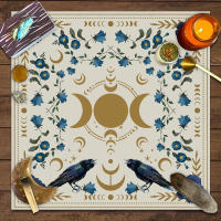 Mantel De Tela Para Cartas De Tarot 1pc Decoración De Juego De Cartas Pagan Con Fases De Luna Y Flores Estilo Pagan Para Atril Y Brujería - details 11