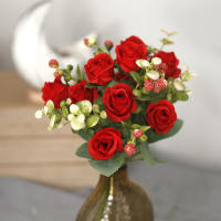 Nueva Corbata De Flores Artificiales Rosa Seda Con Hojas De Eucalipto Y Peonía 10 Piezas Para Bodas Fiestas Vaso Hogar Decoración De Navidad - details 5