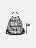 Mochila Mini Jiomay De Moda Para Mujer Lujo Diseñadora Ligera Cuero Sintético Con Decoración De Diamantes Cierre De Cremallera - details 3