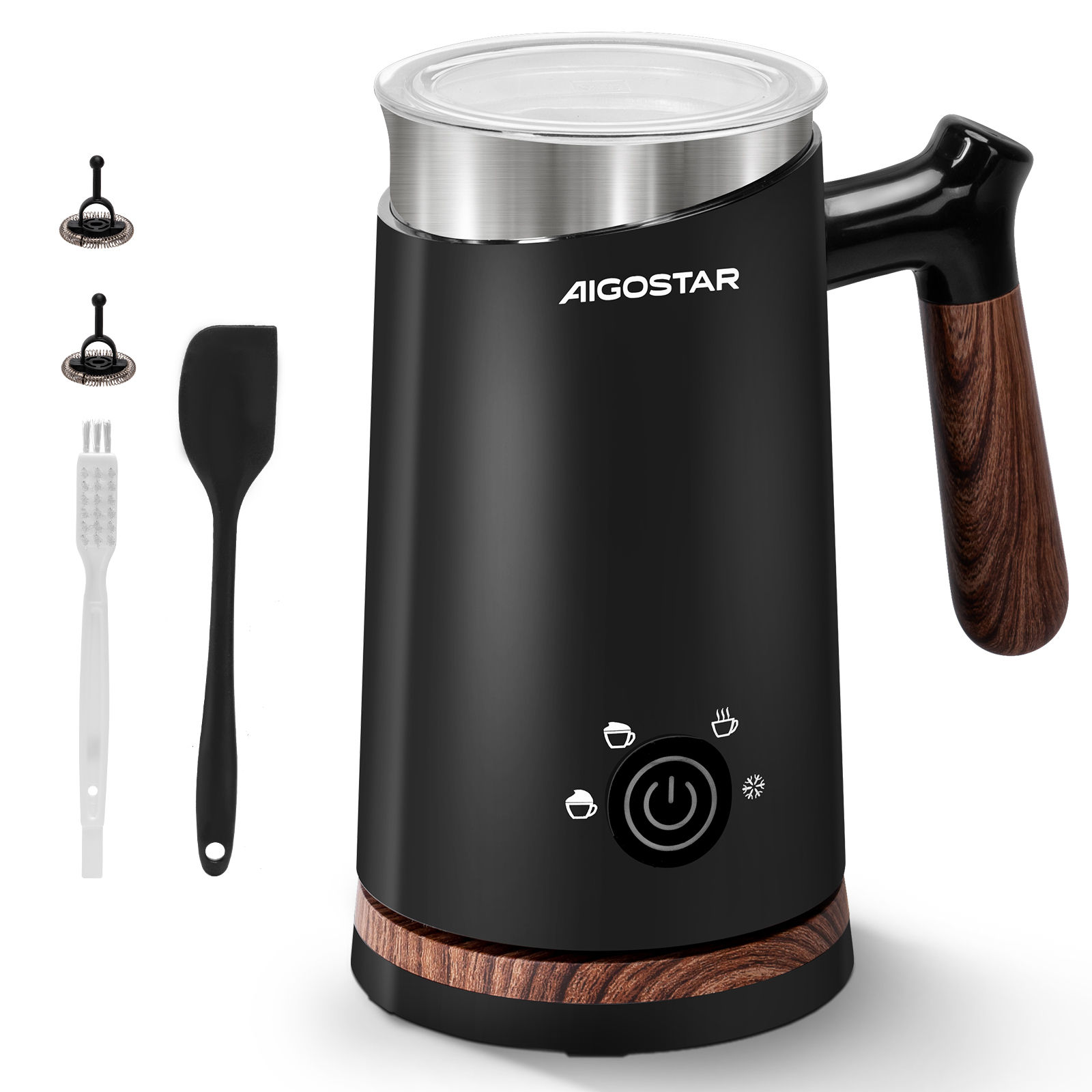 AIGOSTAR Espumador de Leche Eléctrico , Espuma Caliente/Fría Control de Temperatura Inteligente, Silencioso, Para Café, Latte, Cappuccino,Chocolate. ( 500W, 300ml)