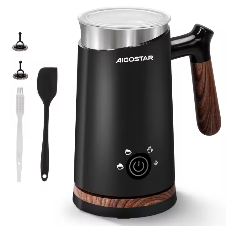 AIGOSTAR Espumador de Leche Eléctrico , Espuma Caliente/Fría Control de Temperatura Inteligente, Silencioso, Para Café, Latte, Cappuccino,Chocolate. ( 500W, 300ml) - 1