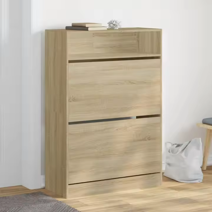 vidaXL Mueble zapatero 2 cajones abatibles roble Sonoma 80x34x116 cm - 1