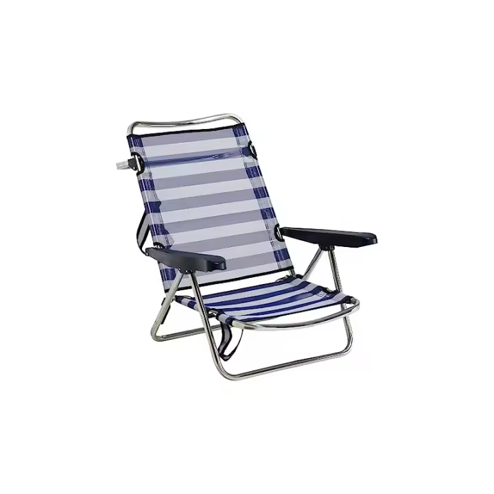 Alco Silla Playa Aluminio Fibreline Azul con Asa y Plegable. Multiposición - 1
