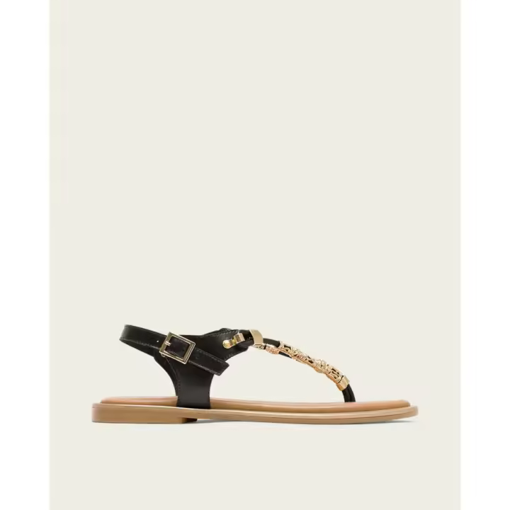 Sandalias planas de Mujer PORRONET 3112-001 ESCLAVA ADORNO METAL NEGRO 35855 25V - 1