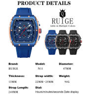 Reloj De Hombre RUIGE Multifuncional En Acero Inoxidable Auténtico Resistente Al Agua Con Brillo Nocturno Moda Trendy - details 10