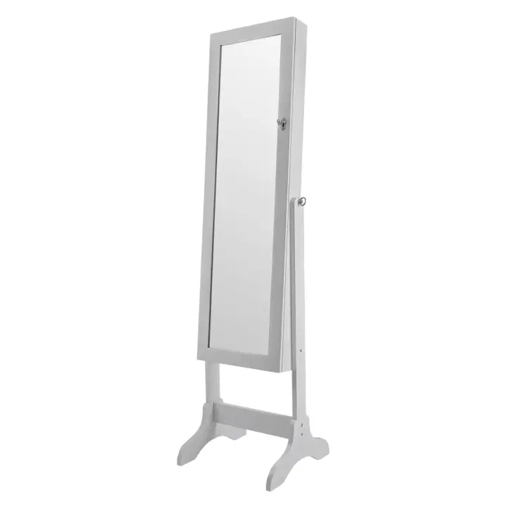 Gabinete para joyas con organizador, sin estructura de cuerpo completo, luces LED, maquillaje incorporado, cono, cerradura, pie portátil y espejo, nube - 1