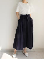 Falda Midi A-Line Elegante De Cintura Alta Para Mujer REALEFT Con Bolsillos Estilo Coreano Casual Suelta Y Solidaria Con Cinturón - details 25