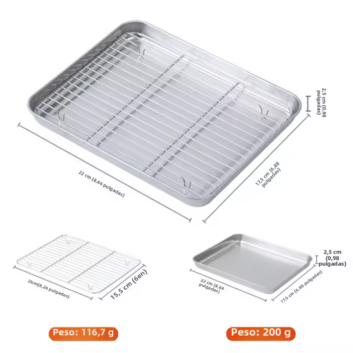 Horno De Acero Inoxidable Con Relleno De Alambre Bandeja Antiadherente Para Parrilla Repostería Herramientas De Cocina Y Exterior - 1