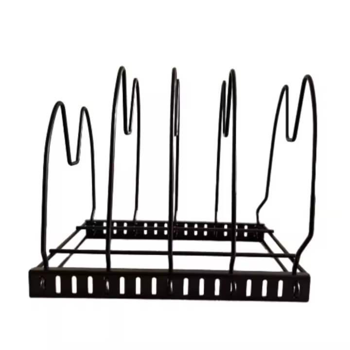 ARTEHOME Soporte para cacerola porta pentole，Organizador de Sartenes, Soporte Sartenes de Cocina, Separador de Sartenes Ajustable con 5 Compartimentos, Estante para Almacenar Ollas y Tapas, Sujeta Tapas Cocina de Metal - 1