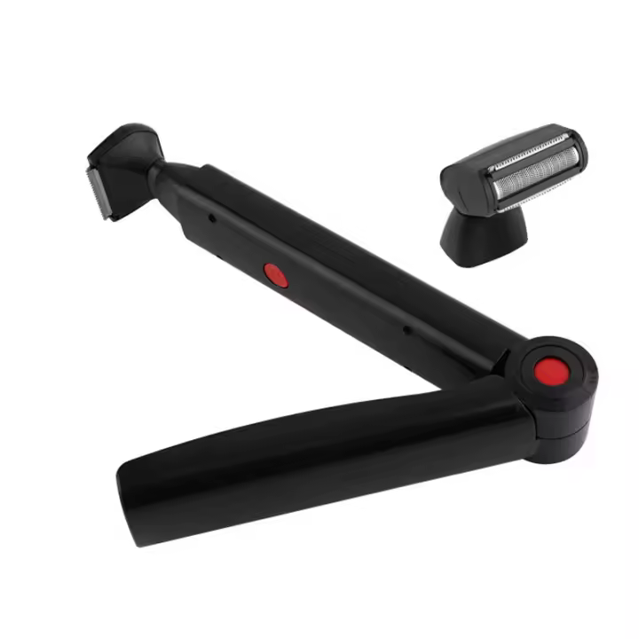 Afeitadora Eléctrica Plegable De 180° Para Hombres Con Mango Largo Para Afeitar Pelo Del Cuerpo Recargable Material Plástico - 1