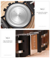 Reloj De Cuarzo Para Hombre BOBO BIRD De Madera Lujo Estilo Militar Con Cronógrafo Y Caja De Madera Relogio Masculino - details 14