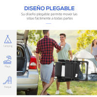 Outsunny Conjunto de 2 Sillas de Camping Plegables Sillas de Jardín con Reposacabezas Desmontable y Respaldo Reclinable en 5 Niveles Carga 120 kg para Terraza Playa 62x70x109 cm Negro - details 3