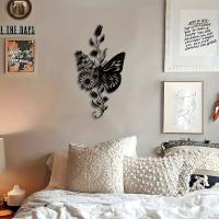 Arte De Mariposa De Hierro Para Pared Grande Decoración Exterior Para Porche Decoración Colgante Para Sala De Estar Y Hogar Moderna - details 1