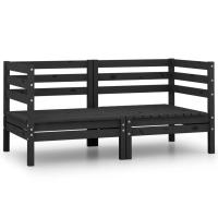 vidaXL Sofás de esquina de jardín 2 uds madera maciza de pino en color Negro/Gris/Blanco y más - details 0