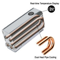 GPUHOLD Disipador De Calor Para SSD M.2 Con Pantalla De Temperatura Doble Tubo De Cobre NVME/NGFF 2280 Radiador Para Disco Duro SSD Sólido - details 0