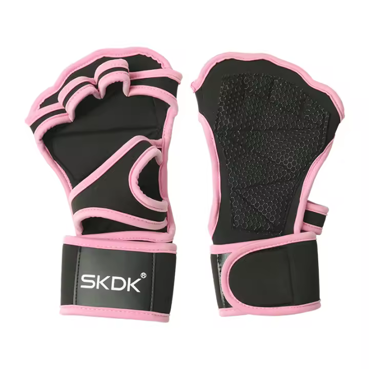 Guantes De Gimnasio Para Mujer Con Cubrenotas Y Palma Antideslizante Protección Al Luchar Pesas Color Rosa Fitness Y Entrenamiento - 1