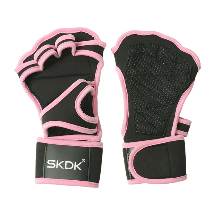 Guantes De Gimnasio Para Mujer Con Cubrenotas Y Palma Antideslizante Protección Al Luchar Pesas Color Rosa Fitness Y Entrenamiento - 1