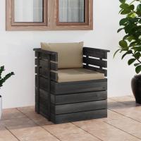 vidaXL Sillón de jardín con cojines madera de pino en color Rojo/Antracita/Taupé y más | acolchados duraderos para sofás de jardín terraza exterior - details 5