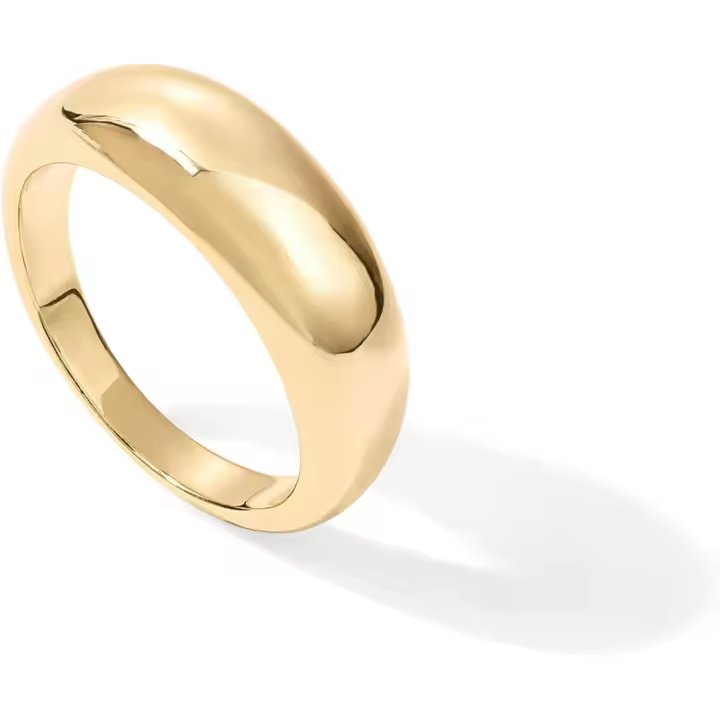 Anillo de cúpula gris en oro de 14 quilates | Anillas apilables Puffy Dome | Anillo de sello gris para mujer Oro amarillo 8 - 1