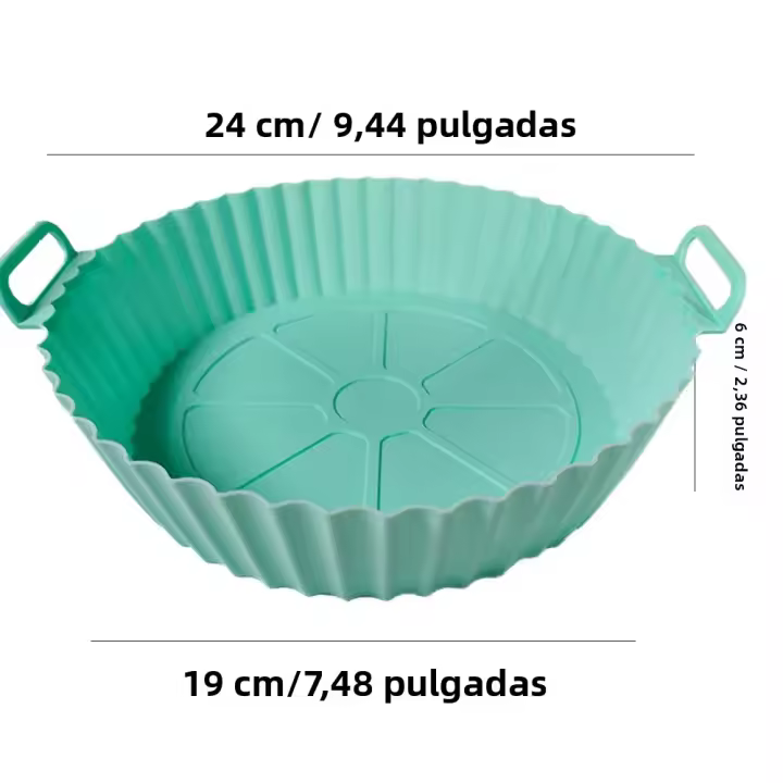 Silla de silicona para freidora de aire 24/20cm rellena Redonda reutilización Placa de pizza pato frito asador ideal para horno y barbacoa - 1