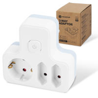 Aigostar Adaptador Enchufes con Interruptor ,3 Tomas Adaptador Enchufes con Protección Infantil,1 Schuko,2 Clavija EU,Blanco - details 9