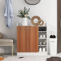 HOMCOM Zapatero Armario Madera Mueble Zapatero Gabinete 2 Puertas 4 Estantes Baldas Interiores Ajustables 83x30x90cm - details 5