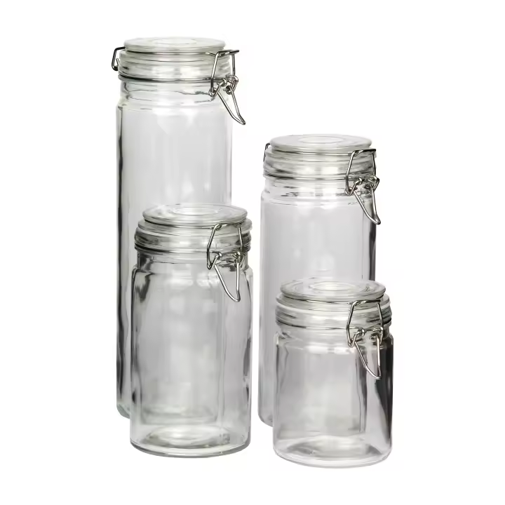 Cofan Set de 4 Frascos de Vidrio | Para Almacenamiento | Capacidad de 750-1150 - 1500-2100 ml - 1