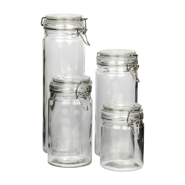 Cofan Set de 4 Frascos de Vidrio | Para Almacenamiento | Capacidad de 750-1150 - 1500-2100 ml - 1