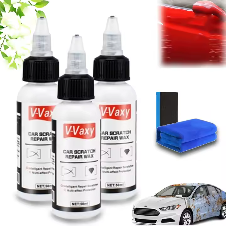Cera reparadora de rayones para autos V-Vaxy, cera reparadora y pulidora de rayones para autos, restauradora de pintura para revestimiento de vidrio V-Vaxy, cera reparadora de rayones para quitar rayones de autos (3 piezas) - 1