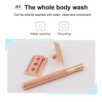 Afeitadora Manual Clásica Con 10 Hojas De Afeitar Acero De Aluminio Cuchillo De Seguridad Para Hombres Y Eliminación De Vello En Mujeres Herramienta De Afeitar - details 2