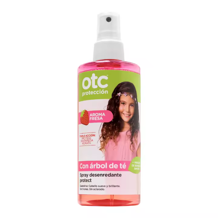 OTC Antipiojos Spray Desenredante Niños  Acondicionador pelo sin aclarado - Protege, Desenreda e Hidrata el Cabello - Aroma de fresa - Uso Diario - A partir de 1 Año - Apto para pieles sensibles y atópicas -  250 ml - 1