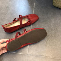 Zapatos De Ballet Para Mujer Cómodos De Cuero 2024 Zapatos De Lujo Con Punta Cuadrada Y Doble Hebilla Mary Janes Casual Primavera/Automnoinstalación Superior De PU - details 4