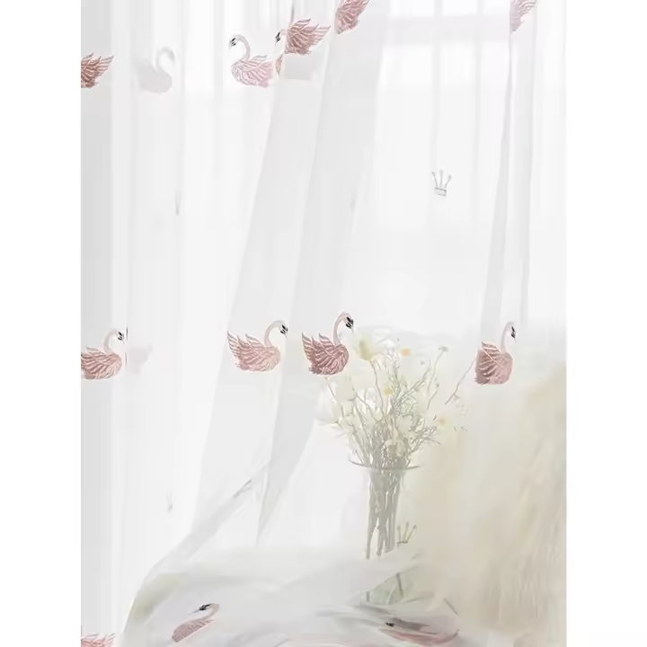 Cortinas De Tela De Pato Bordada 1PC Para Sala De Estar Y Dormitorio Estilo Europeo Y Americano Material Algodón 100% - 1