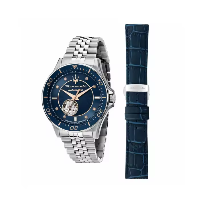 Maserati Reloj Hombre Sfida 44mm Aut Bl W/diam Dial Ss Br+bl S Acero 10 Atm - 1