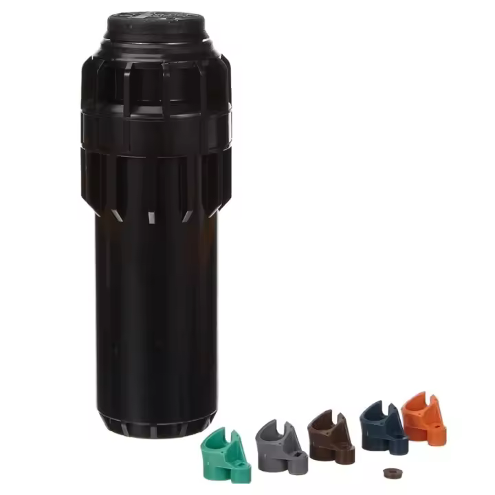 Aspersor Hunter I-25-04-SS. Rosca 1" hembra. Acero inoxidable Aspersor Hunter de alcance 11,9 a 21,6 metros. Incluye toberas para ajustar radio de alcance. Presión de trabajo 2,50 a 6,90 bar. Rosca 3/4". Ángulo de riego ajustable. Vástago de acero - 1