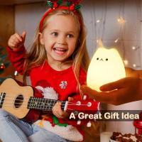 Lámpara Nocturna LED De Silicona Suave Sensor De Toque Gato Para Dormitorio Decoración Hogar 7 Colores Regalo De Cumpleaños Para Niños - details 3