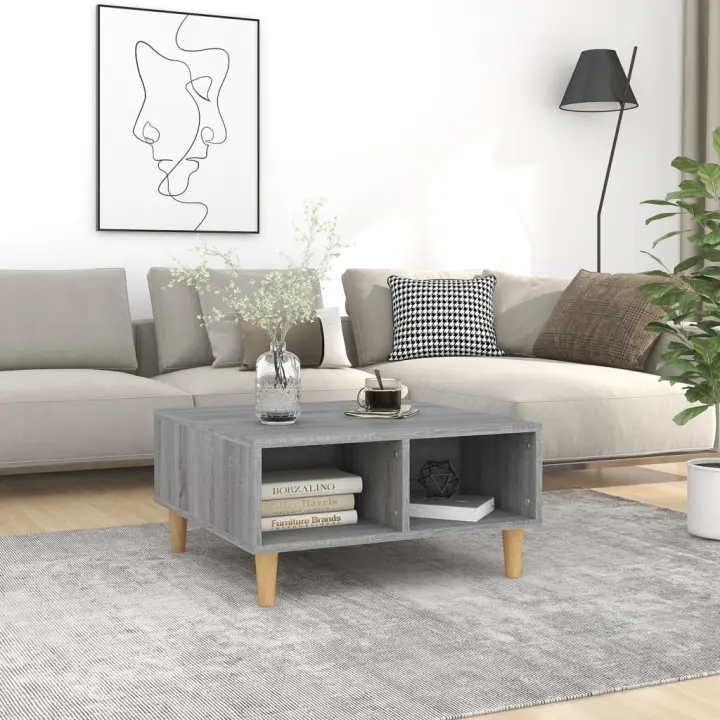 vidaXL Mesa de centro madera de ingeniería gris Sonoma 60x60x30 cm - 1