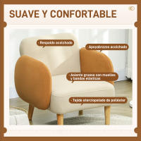 HOMCOM Sofá individual Tapizado en Terciopelo Sofá de Salón con Reposabrazos y Patas de Madera Sofá Pequeño Carga 120 kg para Dormitorio Oficina 72x87x82 cm Crema - details 1