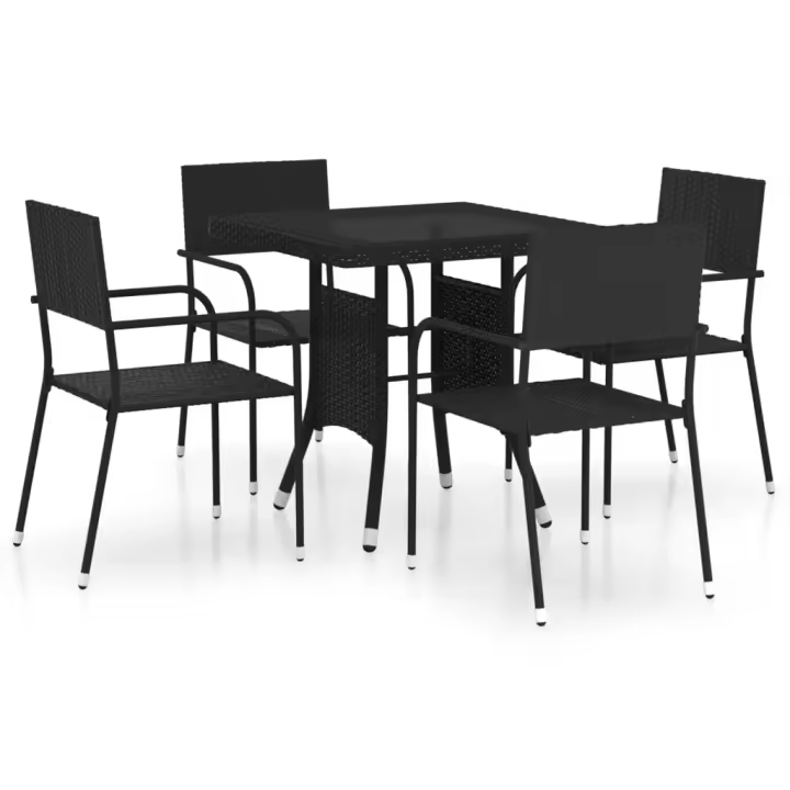 vidaXL Juego de comedor para jardín 5 piezas ratán sintético negro - 1