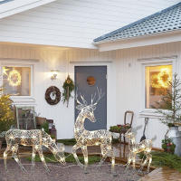 3pcs Decoración De Jardín De Hierro Con LED De Ciervo Y Alce Para Navidad Brillo De Reindeer Adorno Exterior De Casa De Año Nuevo - details 3