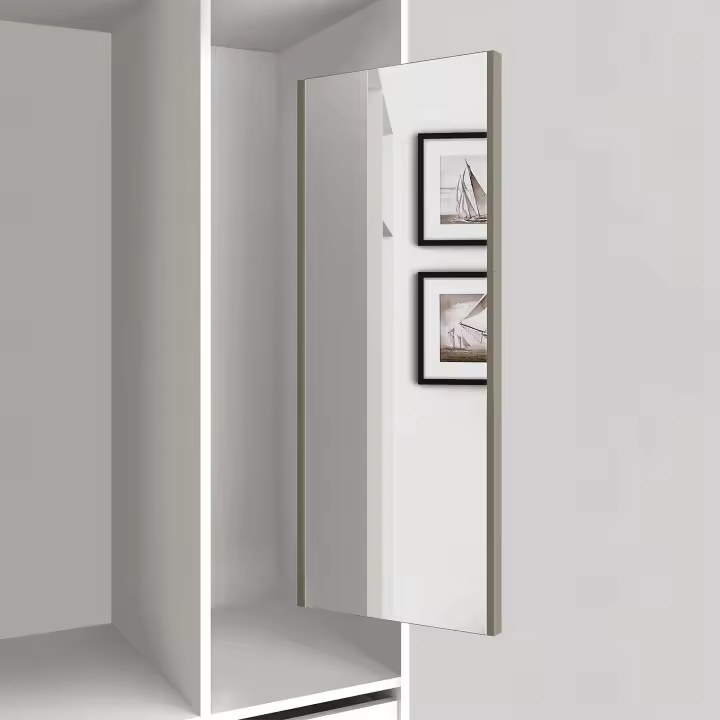 Espejo extraíble para interior de armario, acero y plástico y cristal, pintado color gris piedra - 1