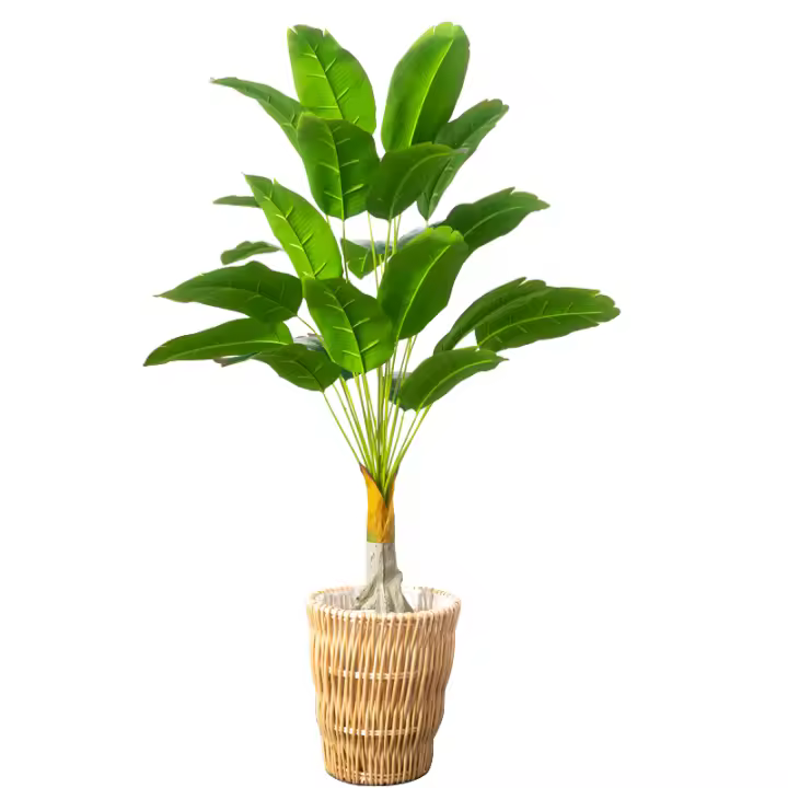 Árbol De Plátano Artificial De 100cm Con 24 Cabezas Grandes Plantas Tropicales Falsas Hojas De Palma Plásticas Monstera Para Decoración De Otoño - 1