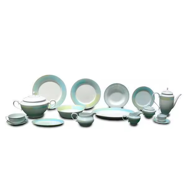 Vecchia Vajilla Moderna 83 Piezas Porcelana Blanca Colores Frescos - Servicio Mesa 56 Piezas | Servicio Café 27 Piezas - 1
