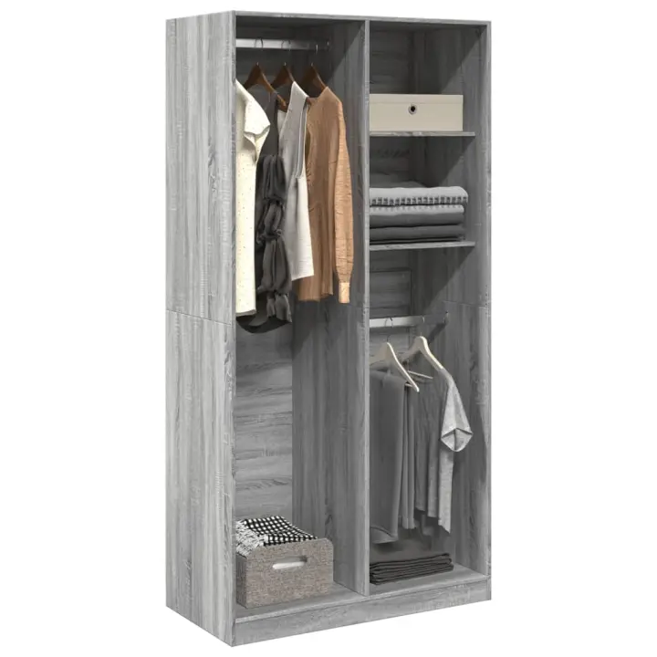 vidaXL Armario de madera contrachapada gris Sonoma 100x50x200 cm - 1