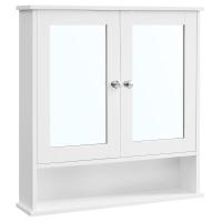 Mueble de lavabo y baño con 2 puertas de persiana, armario de pared con almacenamiento ajustable, 60x30x63 cm - details 0