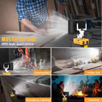 Luz De Trabajo LED Recargable De Alta Potencia 5000-20000LM Con Base Ajustable Y Cableado Luz De Fosa LED Para DeWalt Luz Portátil De Emergencia Material De Cuerpo De Aluminio - details 7